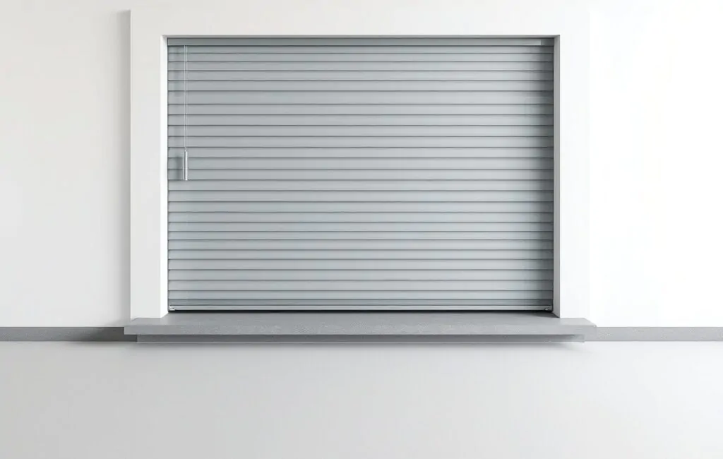 Ventana comercial con persianas de aluminio en un fondo blanco, ideal para quienes buscan "que empresas ofrecen el mejor servicio de instalacion de persianas para locales en Barcelona".